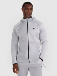 4F Bluza treningowa regular szybkoschnąca męska - szara XXL. Szare bluzy rozpinane męskie 4f, m, bez wzorów, z dzianiny, klasyczne, bez ramiączek, z kapturem. Za 249.99 zł.