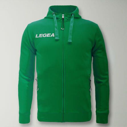 Bluza Junior Sarajevo Full Zip do biegania zielona. Zielone bluzy z kapturem męskie Legea, m, bez wzorów, z bawełny, z kapturem. W wyprzedaży za 180.00 zł.
