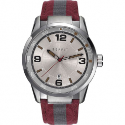 Zegarek kwarcowy w kolorze czerwono-szaro-srebrnym. Czerwone, analogowe zegarki męskie Esprit Watches, z tkaniny. W wyprzedaży za 250.95 zł.