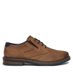 Półbuty Bugatti. Brązowe eleganckie półbuty męskie Bugatti, wizytowe, bez obcasa, bez zapięcia. Za 359.99 zł.