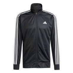 Kurtka z dresu adidas Train Essentials 3-Stripes. Czarne kurtki męskie ADIDAS, bez wzorów, z dresówki, bez ramiączek, bez kaptura. Za 179.99 zł.