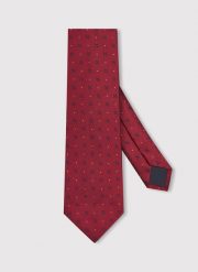 PAKO LORENTE - Czerwony krawat męski w mikrowzór. Czerwone krawaty i muchy męskie Pako Lorente, bez wzorów, z poliesteru. Za 99.99 zł.