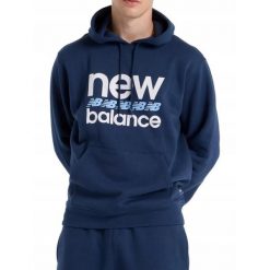 BLUZA męska NEW BALANCE MT51941NNY sportowa z kapturem ciepła. Niebieskie bluzy nierozpinane męskie New Balance, m, bez wzorów, sportowe, bez ramiączek, z kapturem. Za 249.00 zł.