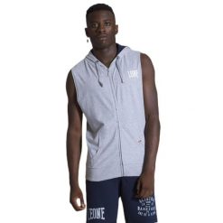 Męska bluza bez rękawów z kapturem i zamkiem Leone 1947 Apparel. Szare bluzy z kapturem męskie LEONE 1947 APPAREL, l, bez wzorów, z tkaniny, z kapturem. W wyprzedaży za 111.80 zł.