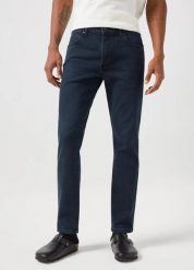 Męskie Spodnie Jeansowe Wrangler Larston Cloudy Skies 112350840, W31 L34. Niebieskie spodnie na co dzień męskie Wrangler, bez wzorów, z bawełny, eleganckie, z obniżonym stanem, długie. Za 219.99 zł.