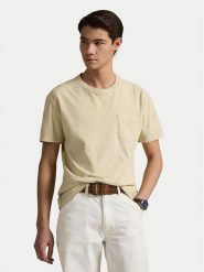 Polo Ralph Lauren T-Shirt 710969628007 Beżowy Custom Slim Fit. Brązowe koszulki polo męskie Polo Ralph Lauren, m, bez wzorów, z bawełny, bez kołnierzyka, bez ramiączek. Za 229.99 zł.
