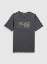 4F T-shirt regular z nadrukiem męski - szary S. Szare t-shirty męskie 4f, m, bez wzorów, z bawełny, bez kołnierzyka, bez ramiączek. Za 69.99 zł.
