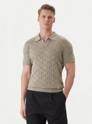 KARL LAGERFELD Polo 655005 562301 Khaki Slim Fit. Brązowe koszulki polo męskie KARL LAGERFELD, l, bez wzorów, z bawełny, bez kołnierzyka, bez ramiączek. Za 589.99 zł.