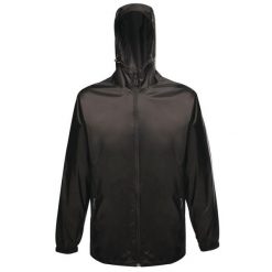 Męska Kurtka Przeciwdeszczowa + Worek Packaway. Czarne kurtki męskie Regatta, m, bez wzorów, sportowe, bez ramiączek, bez kaptura. Za 170.99 zł.