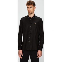 U.S. Polo - Koszula. Czarne koszule męskie U.S. Polo, z bawełny, button down, z długim rękawem. W wyprzedaży za 269.90 zł.