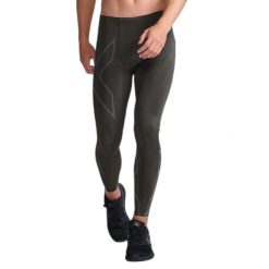 Legginsy kompresyjne 2XU Light Speed. Zielone legginsy męskie 2XU, bez wzorów, do biegania. Za 670.00 zł.