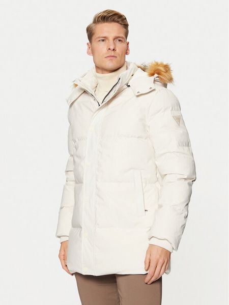 Guess Kurtka puchowa M4BL53 WG7X2 Écru Regular Fit. Kurtki męskie Guess, m, z aplikacjami, z puchu, bez ramiączek, bez kaptura. Za 889.00 zł.