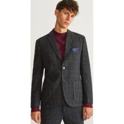 Marynarka z domieszką wełny SLIM FIT - Szary. Szare marynarki męskie Reserved, z wełny. Za 329.99 zł.
