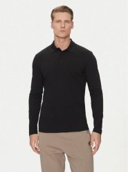 BOSS Polo Plisy 50536609 Czarny Regular Fit. Czarne koszulki polo męskie Boss, m, bez wzorów, z bawełny, bez kołnierzyka, bez ramiączek. Za 289.99 zł.