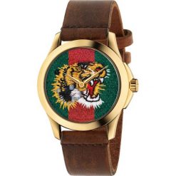 ZEGAREK GUCCI YA126497. Brązowe zegarki męskie GUCCI, z materiału. Za 3,590.00 zł.