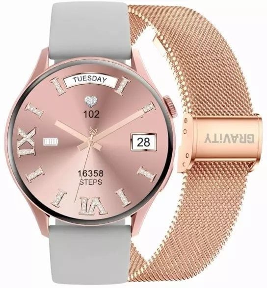 Smartwatch Gravity Różowe Złoto Pasek i Bransoleta GT5-8. Czerwone zegarki smartwatch Gravity. Za 164.01 zł.