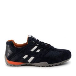 Półbuty Geox. Niebieskie codzienne półbuty męskie Geox, bez wzorów, bez obcasa, bez zapięcia. Za 289.99 zł.