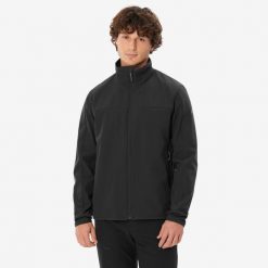Kurtka softshell turystyczna męska Quechua MT100. Czarne kurtki softshell męskie FORCLAZ, l, bez wzorów, z polaru, bez kaptura, trekkingowe. Za 199.99 zł.