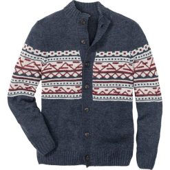 Sweter rozpinany Regular Fit bonprix niebiesko-beżowo-bordowy melanż. Niebieskie kardigany męskie bonprix, melanż. Za 109.99 zł.
