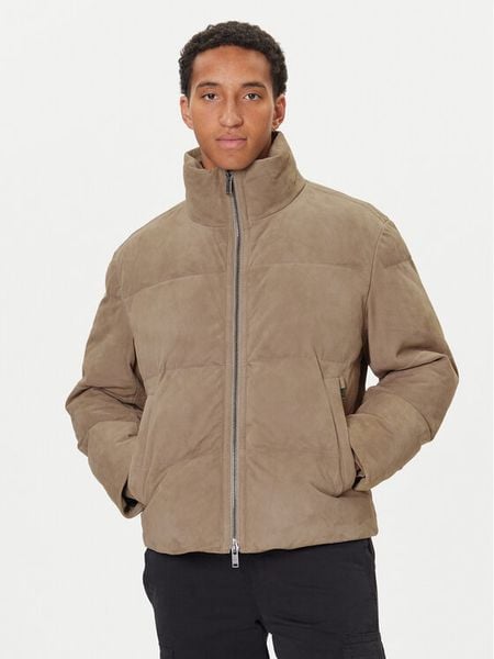 BOSS Kurtka skórzana Jocamp 50547546 Beżowy Relaxed Fit. Brązowe kurtki męskie Boss, m, bez wzorów, ze skóry, bez ramiączek, bez kaptura. Za 2,239.00 zł.