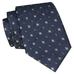 Krawat Angelo di Monti - Granatowy, Wzór Geometryczny. Niebieskie krawaty i muchy męskie Angelo di Monti, bez wzorów, z tkaniny, eleganckie. Za 45.00 zł.