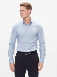 Calvin Klein Koszula K10K112305 Błękitny Slim Fit. Niebieskie koszule męskie Calvin Klein, m, bez wzorów, z bawełny, bez kołnierzyka, bez ramiączek. Za 299.99 zł.