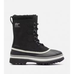 Buty zimowe męskie Sorel Caribou WP. Czarne buty trekkingowe męskie Sorel, na zimę, bez wzorów, sportowe, bez obcasa, bez zapięcia. Za 765.99 zł.