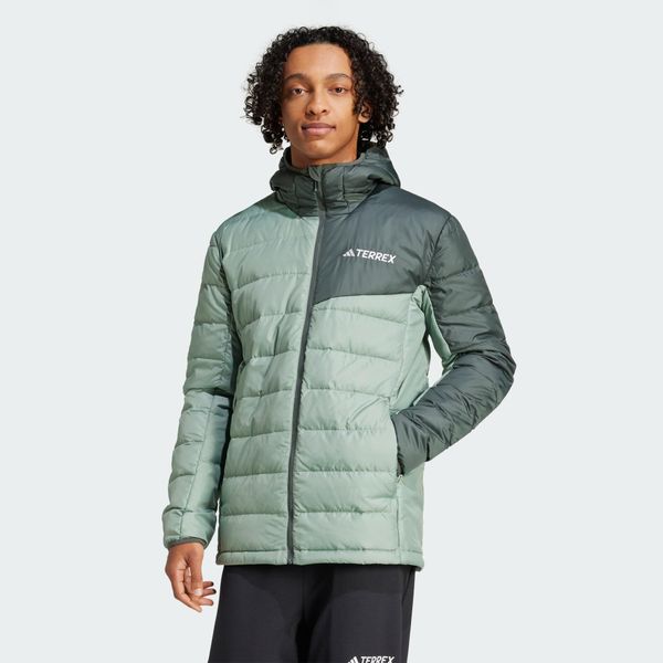 Kurtka Terrex Multi Light Down Hooded. Zielone kurtki męskie ADIDAS, l, bez wzorów, z materiału, sportowe, bez ramiączek, bez kaptura. W wyprzedaży za 554.35 zł.