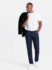 Klasyczne męskie jeansowe spodnie REGULAR FIT – indygo V1 - Rozmiar: L. Sztyblety męskie Ombre Clothing, z bawełny, bez obcasa, bez zapięcia. W wyprzedaży za 134.99 zł.