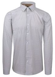 Wizytowa Koszula Bawełniana, Męska (Regular) - Victorio - Brązowo-Niebieski Drobny Wzór. Brązowe koszule męskie Victorio, m, bez wzorów, z bawełny, bez kołnierzyka, bez ramiączek. Za 209.00 zł.