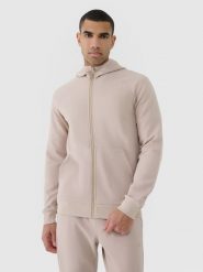 4F Bluza dresowa rozpinana z kapturem męska - beżowa XXL. Brązowe bluzy z kapturem męskie 4f, m, bez wzorów, z bawełny, z kapturem. W wyprzedaży za 99.99 zł.