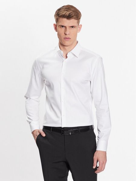 Boss Koszula 50470583 Biały Slim Fit. Białe koszule męskie Boss, m, bez wzorów, z bawełny, bez kołnierzyka, bez ramiączek. Za 229.99 zł.