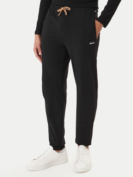 BOSS Spodnie dresowe Mix&Match 50515305 Czarny Regular Fit. Czarne spodnie dresowe męskie Boss, bez wzorów, z bawełny. Za 229.99 zł.