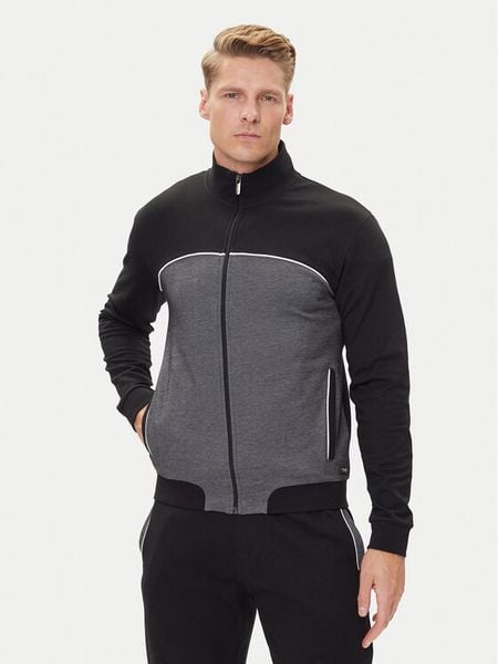 BOSS Bluza 50545567 Czarny Regular Fit. Czarne bluzy rozpinane męskie Boss, m, bez wzorów, z bawełny, bez ramiączek, bez kaptura. Za 329.99 zł.