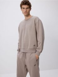 Gładka bluza z bawełną - ciemnoszary. Szare bluzy nierozpinane męskie Reserved, l, bez wzorów, z bawełny, bez ramiączek, bez kaptura. W wyprzedaży za 79.99 zł.