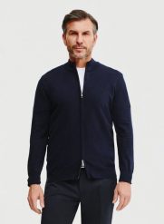 PAKO LORENTE – Sweter męski rozpinany w kolorze granatowym. Kardigany męskie Pako Lorente, bez wzorów, z bawełny, bez kołnierzyka, bez ramiączek. Za 299.99 zł.