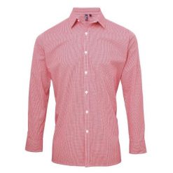 Męska Koszula Z Długim Rękawem Gingham Micro Checked. Białe koszule męskie PREMIER, m, bez wzorów, bez kołnierzyka, bez ramiączek. Za 119.99 zł.