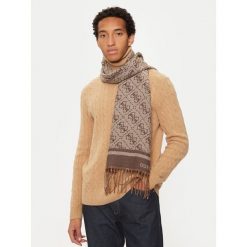 Szal Guess. Brązowe szaliki męskie Guess, z aplikacjami. Za 269.99 zł.