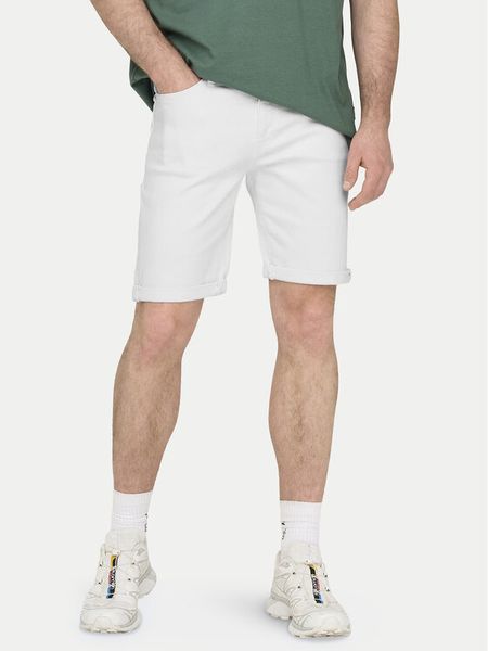 Only & Sons Szorty jeansowe Ply 22029297 Biały Regular Fit. Białe szorty męskie Only & Sons, bez wzorów, z bawełny. Za 99.99 zł.