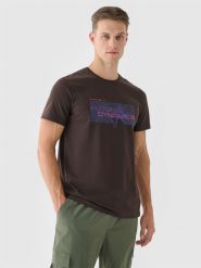 4F T-shirt regular z nadrukiem męski - brązowy L. Brązowe t-shirty męskie 4f, l, bez wzorów, z bawełny, bez kołnierzyka, bez ramiączek. Za 29.99 zł.