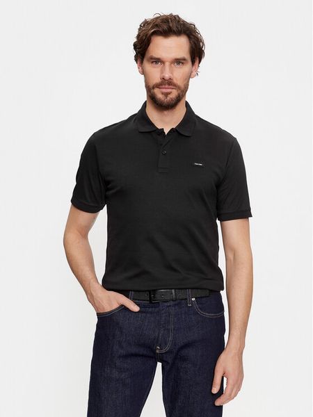 Calvin Klein Polo Smooth Cotton Slim Polo K10K111657 Czarny Regular Fit. Czarne koszulki polo męskie Calvin Klein, m, bez wzorów, z bawełny, bez kołnierzyka, bez ramiączek. Za 199.99 zł.