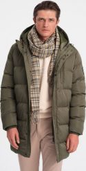 Kurtka męska Ombre Długa zimowa kurtka męska pikowana o satynowym wykończeniu - khaki V1 OM-JALJ-0147 XL. Brązowe kurtki męskie Ombre, na zimę, m, bez wzorów, z satyny, bez ramiączek, bez kaptura. Za 209.99 zł.
