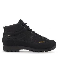 Trekkingi Crispi. Czarne buty trekkingowe męskie Crispi, bez wzorów, z gore-texu, sportowe, bez obcasa, bez zapięcia. Za 849.99 zł.