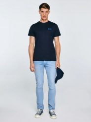 Koszulka męska z nadrukiem granatowa Tatisar 403. Niebieskie t-shirty męskie Big Star, l, bez wzorów, z bawełny, bez kołnierzyka, bez ramiączek. Za 99.99 zł.