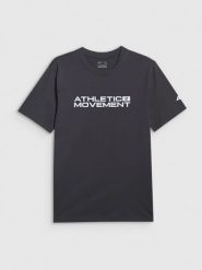 4F T-shirt regular z nadrukiem męski - szary L. Szare t-shirty męskie 4f, l, bez wzorów, z materiału, bez kołnierzyka, bez ramiączek. Za 69.99 zł.