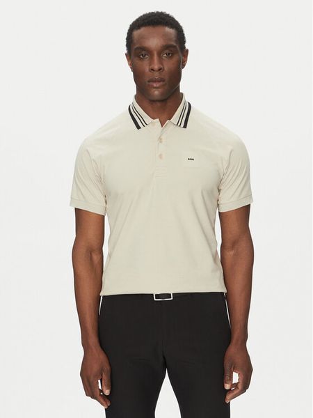 BOSS Polo 50538176 Beżowy Regular Fit. Brązowe koszulki polo męskie Boss, m, bez wzorów, z bawełny, bez kołnierzyka, bez ramiączek. Za 219.99 zł.