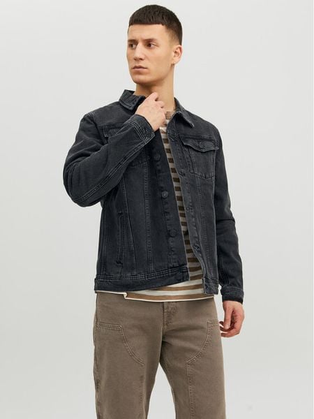 Jack & Jones Kurtka jeansowa Jean 12223613 Czarny Regular Fit. Czarne kurtki męskie Jack & Jones, l, bez wzorów, z bawełny, bez ramiączek, bez kaptura. Za 199.99 zł.