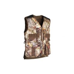 Kamizelka myśliwska 500 CAMOU. Brązowe kamizelki męskie SOLOGNAC, xl, z bawełny, bez kaptura. Za 249.99 zł.