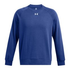 Bluza męska Under Armour Rival Fleece Crew. Niebieskie bluzy nierozpinane męskie Under Armour, m, bez wzorów, sportowe, bez ramiączek, bez kaptura. Za 129.99 zł.