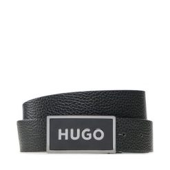 Pasek Męski HUGO. Czarne paski męskie Hugo, bez wzorów. Za 229.99 zł.